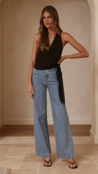 Belle Halter Neck Top - Black