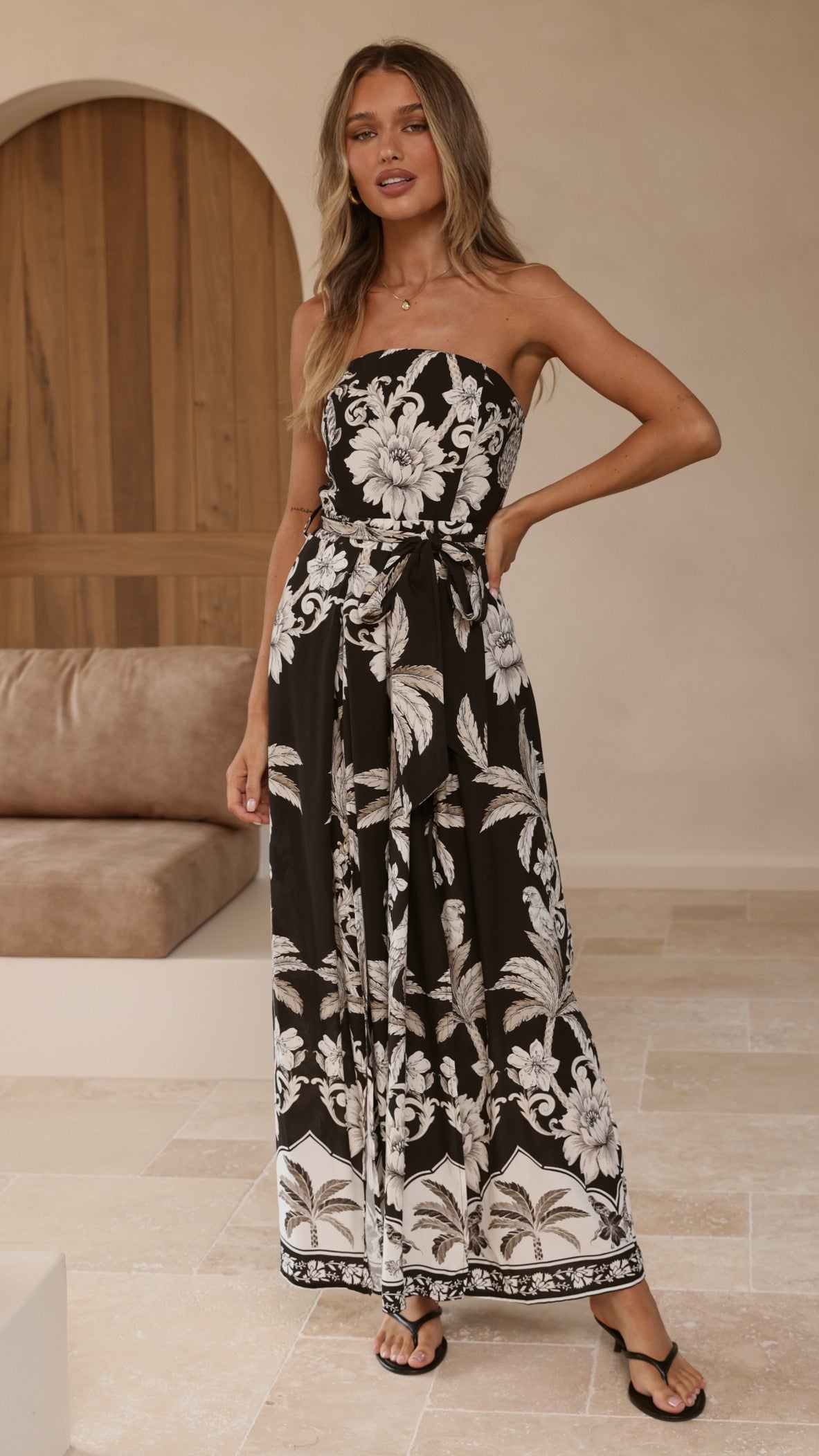 Astra Jumpsuit - Black/White Floral