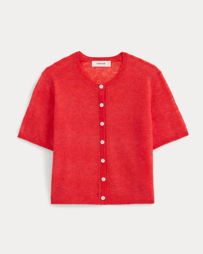 The Air Alpaca™ Short-Sleeve Cardigan | Fiery Red