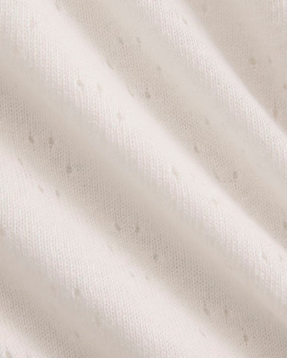 Lace Trim Cardigan in Fine Linen | Bone