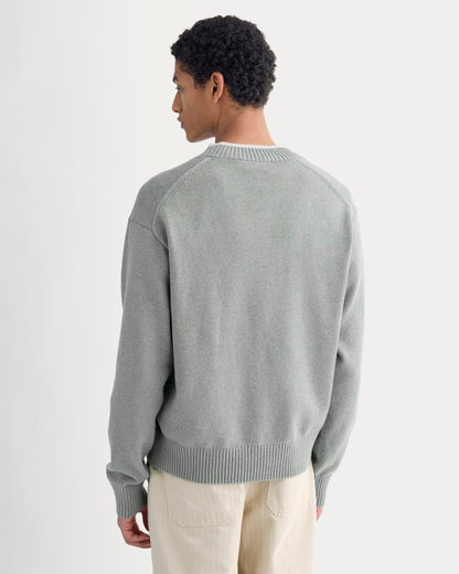 Relaxed V-Neck Sweater in Everyday Cotton | Heathered Lilypad