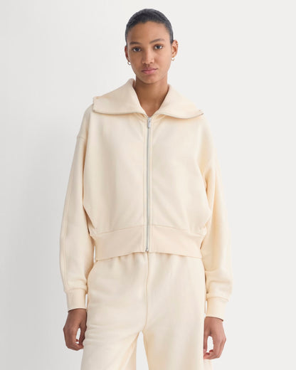 Lightweight Terry Cropped Full-Zip | Parchment