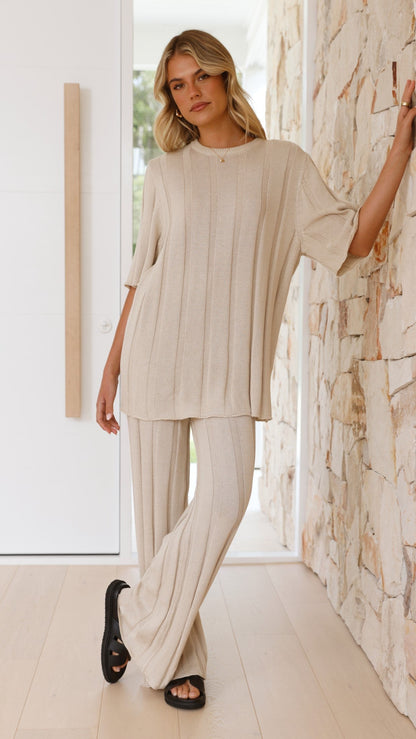 Bayu Knit Pants - Cream