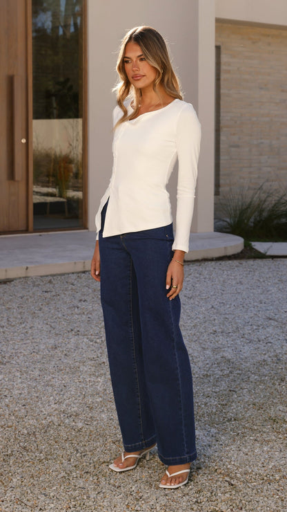 Addison Long Sleeve Top - White