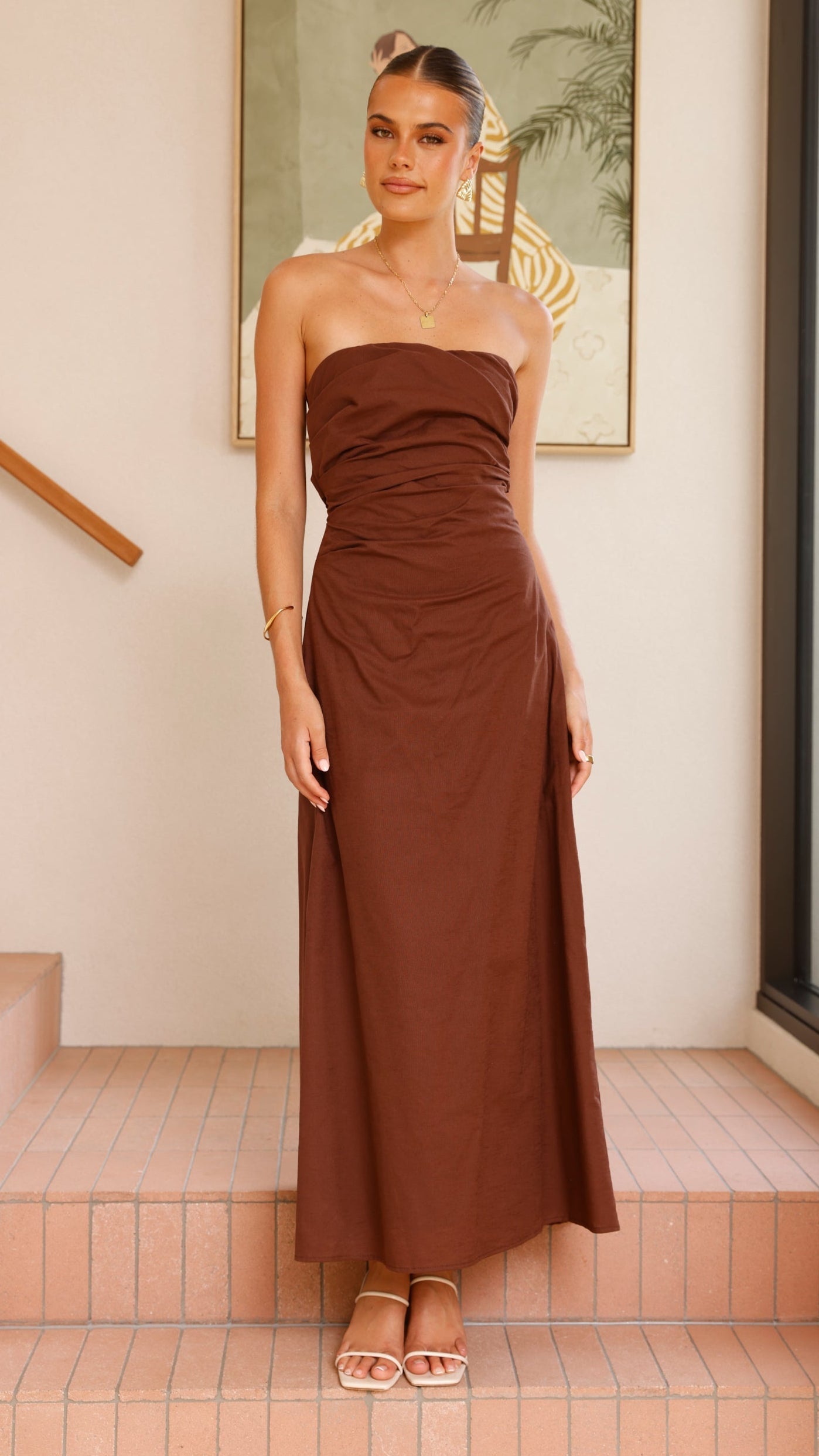 Bolivia Strapless Maxi Dress - Chocolate