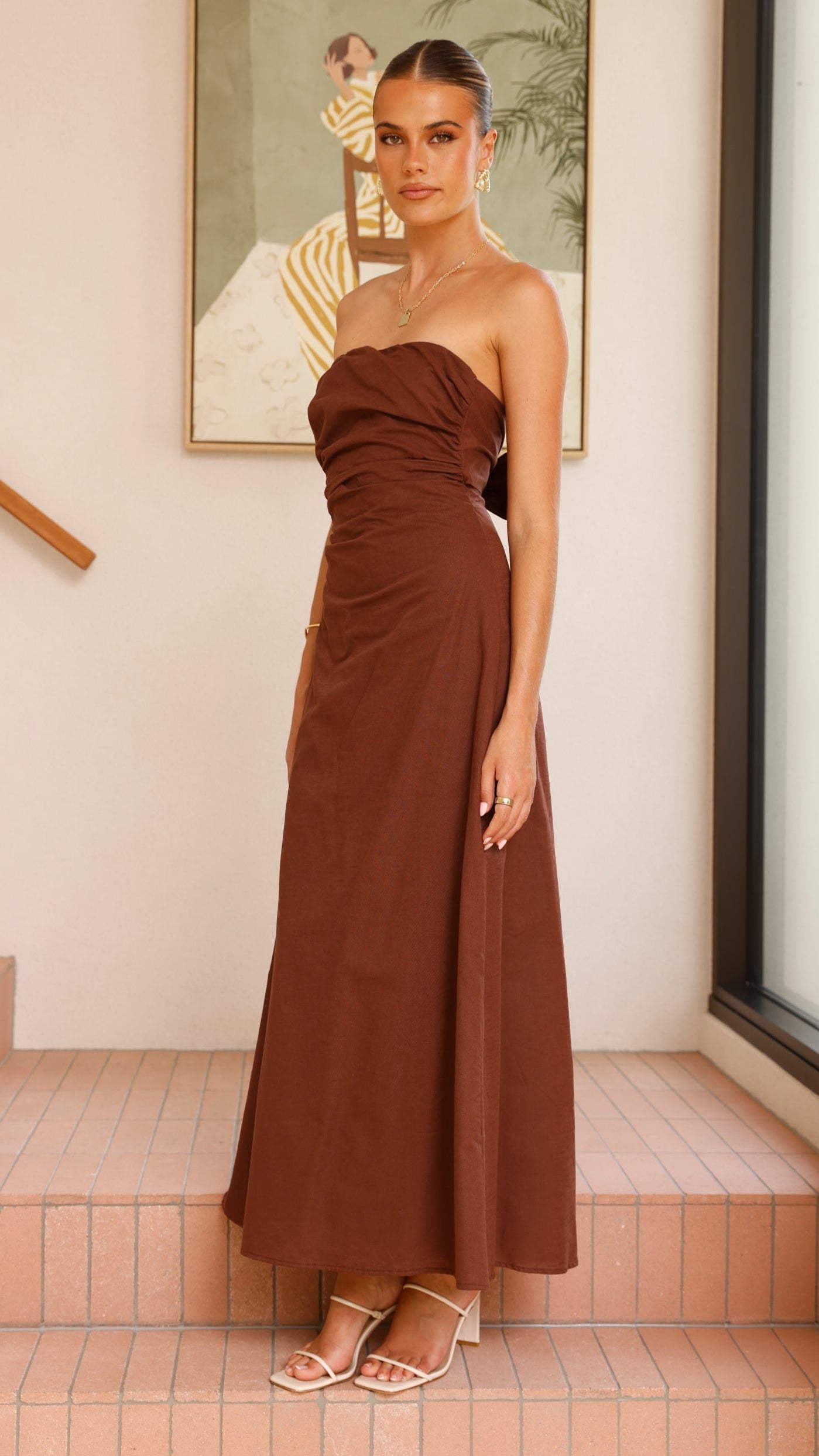 Bolivia Strapless Maxi Dress - Chocolate