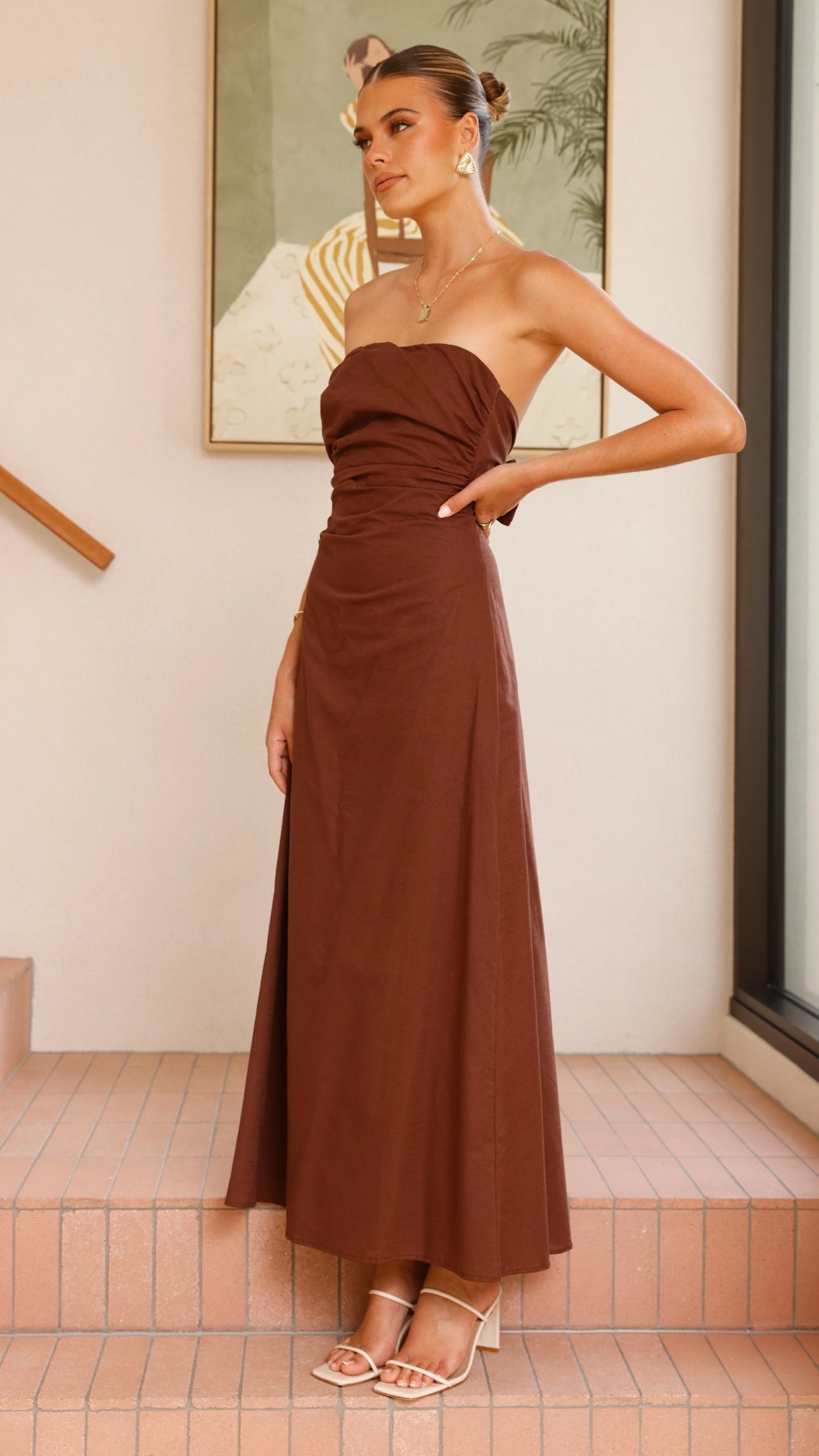 Bolivia Strapless Maxi Dress - Chocolate