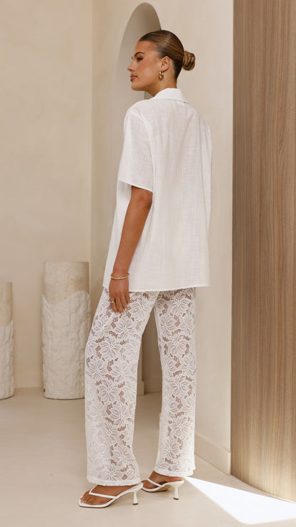 Azura Shirt And Pants Set - White