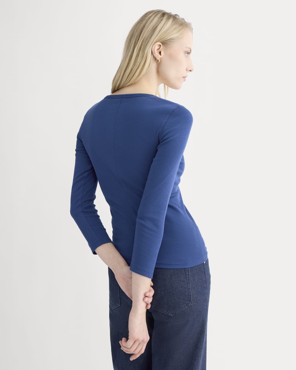 Luxe Rib Deep U-Neck Top | Estate Blue