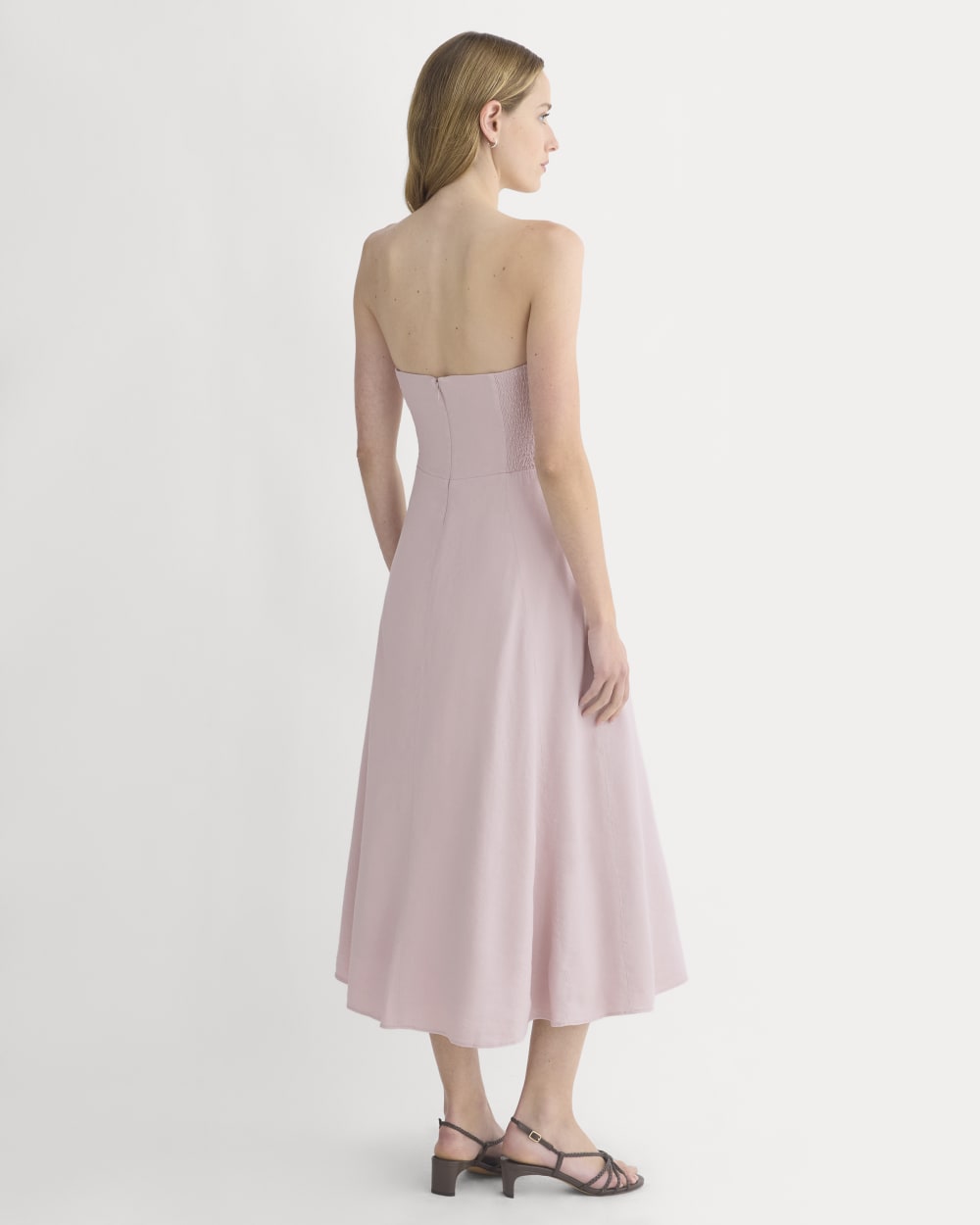 Strapless Dress in Stretch Linen | Burnished Lilac