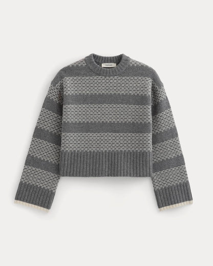 Nordic Cropped Boxy Crew in Luxe Merino | Heathered Mid Grey
