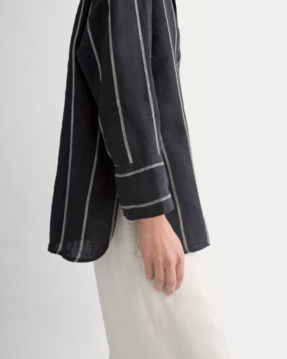 Popover Shirt in Linen | Black
