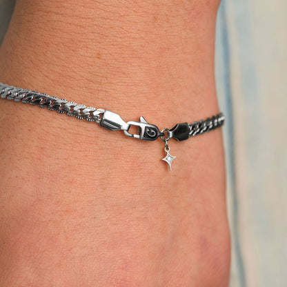 Curb Chain Bracelet in White Gold - 4mm