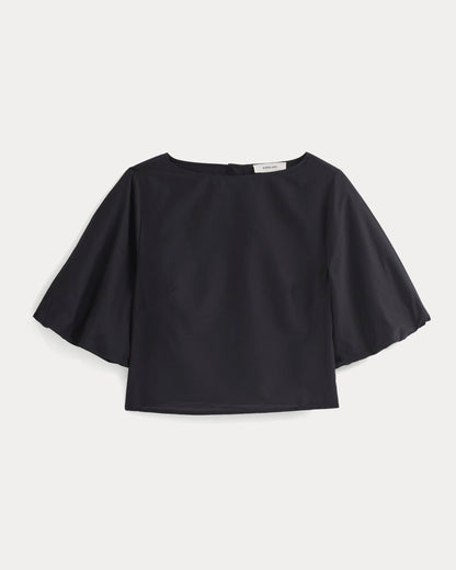 Bubble-Sleeve Top | Black
