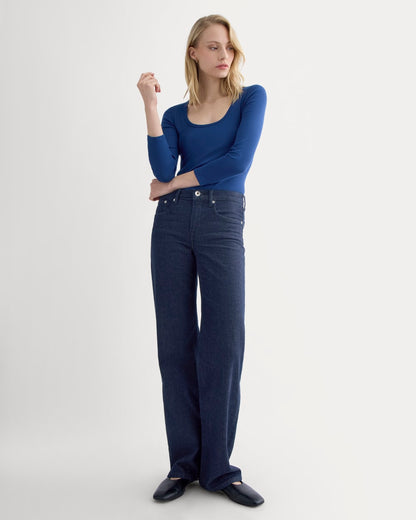 Luxe Rib Deep U-Neck Top | Estate Blue