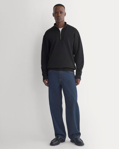 Lightweight Terry Zip Pullover | Black
