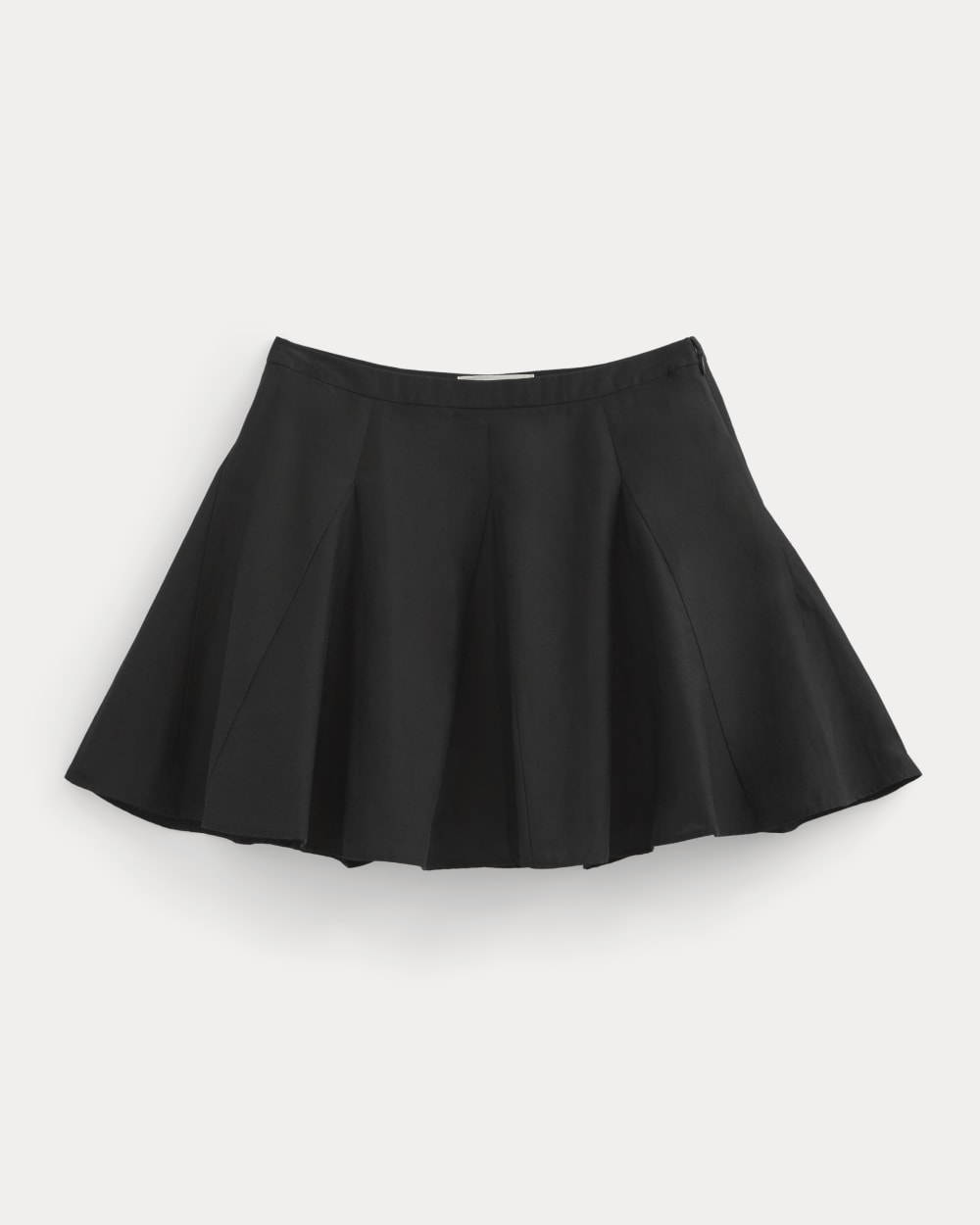 Godet Mini Skirt in Cotton Silk | Black