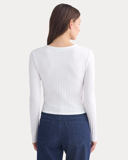 Cardigan in Pointelle | White