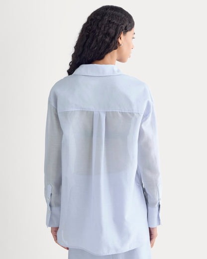 Oversized Shirt in Cotton-Silk Organza | Kentucky Blue
