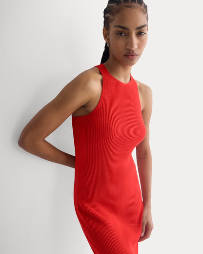 Cutaway Ribbed Midi Dress | Fiery Red