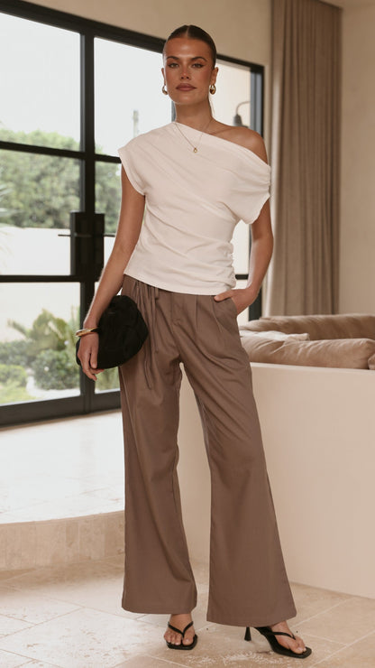 Cascada Tie Waist Pants - Brown