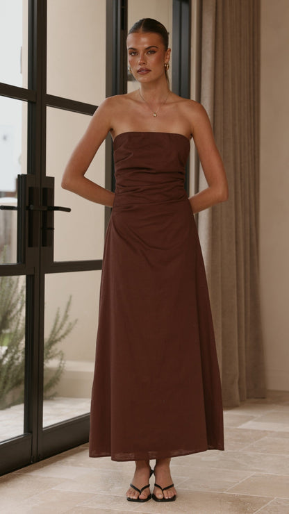 Bolivia Strapless Maxi Dress - Chocolate