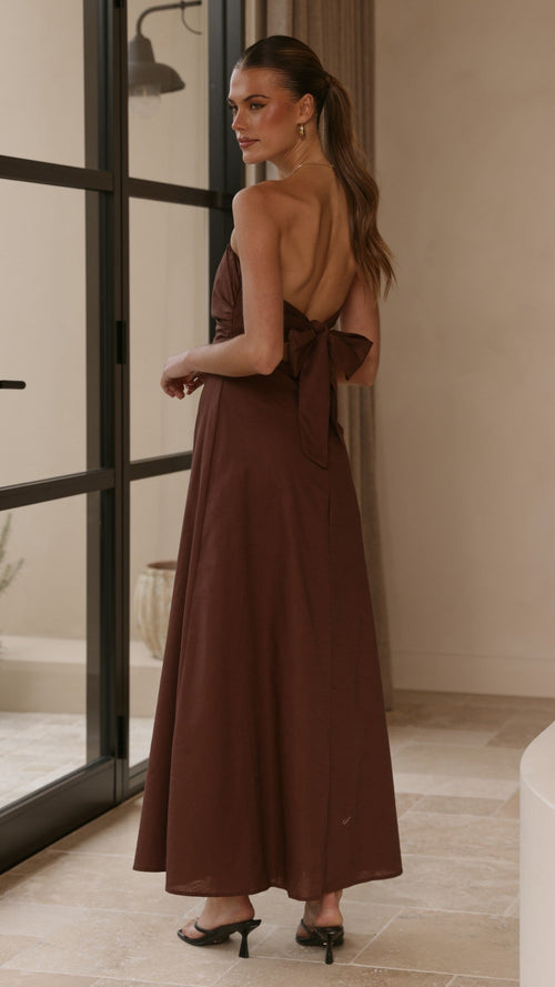 Bolivia Strapless Maxi Dress - Chocolate