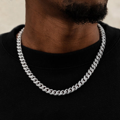 Diamond Cuban Chain + Bracelet Bundle in White or Yellow Gold - 8.5mm