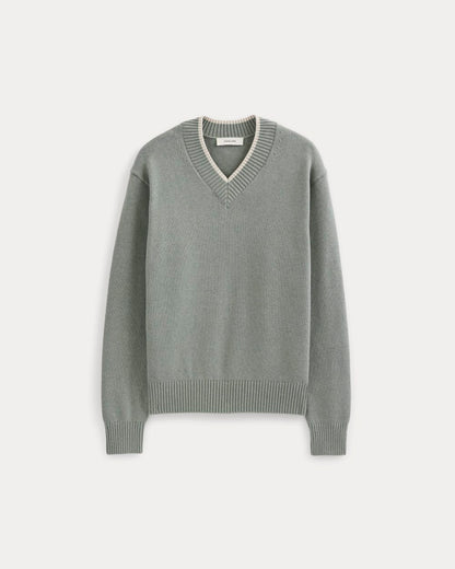 Relaxed V-Neck Sweater in Everyday Cotton | Heathered Lilypad