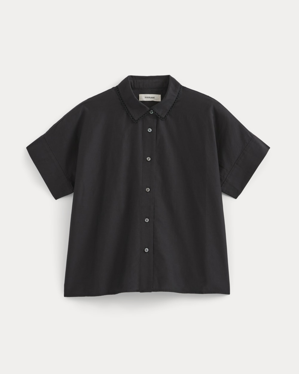 Scalloped-Collar Square Shirt | Black