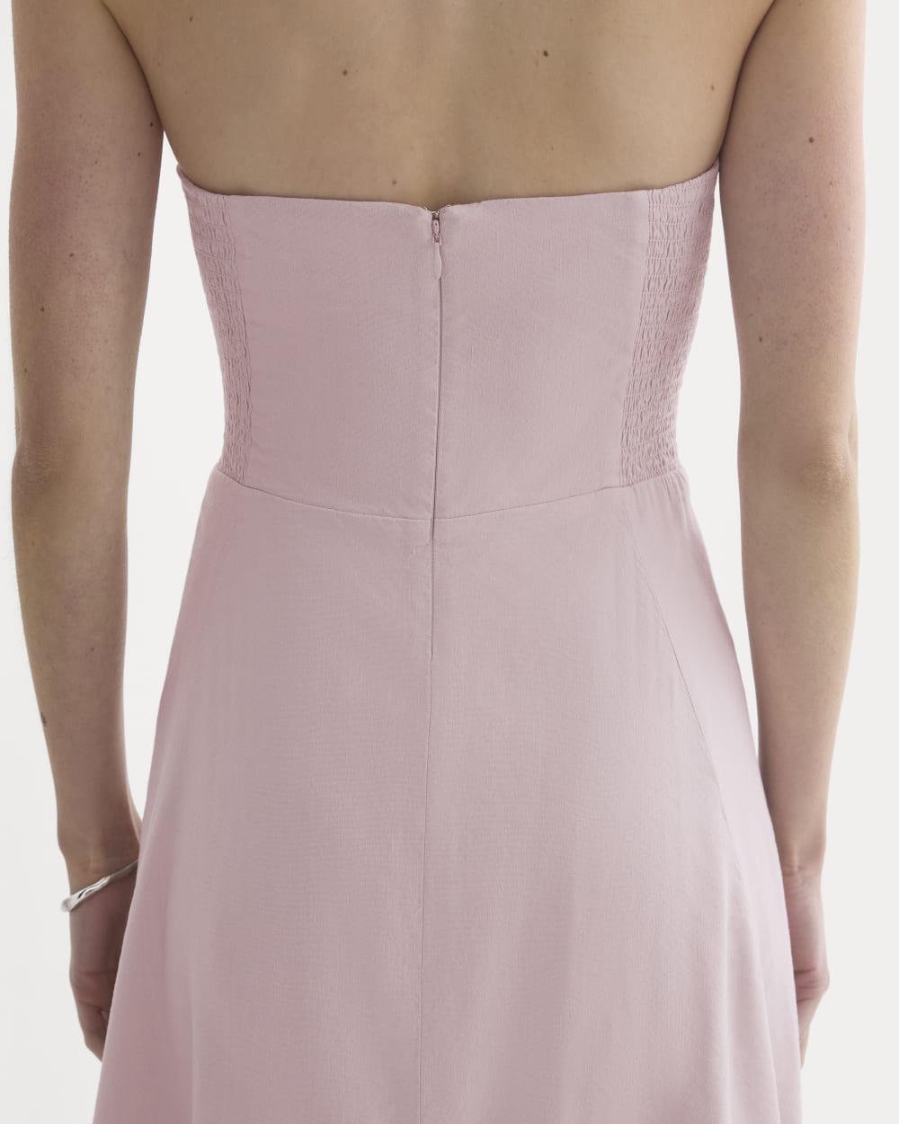 Strapless Dress in Stretch Linen | Burnished Lilac