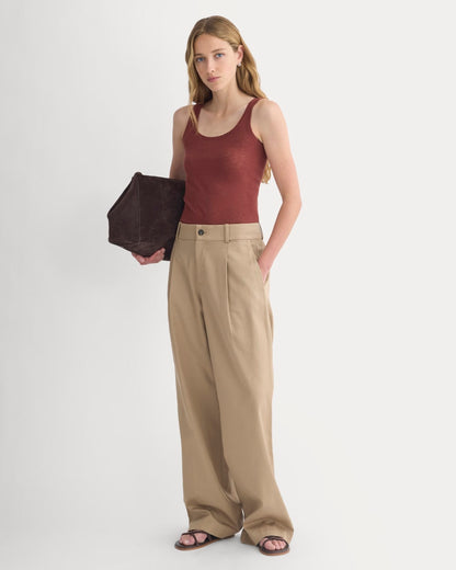 Lace-Trimmed Tank in Fine Linen | Henna Red