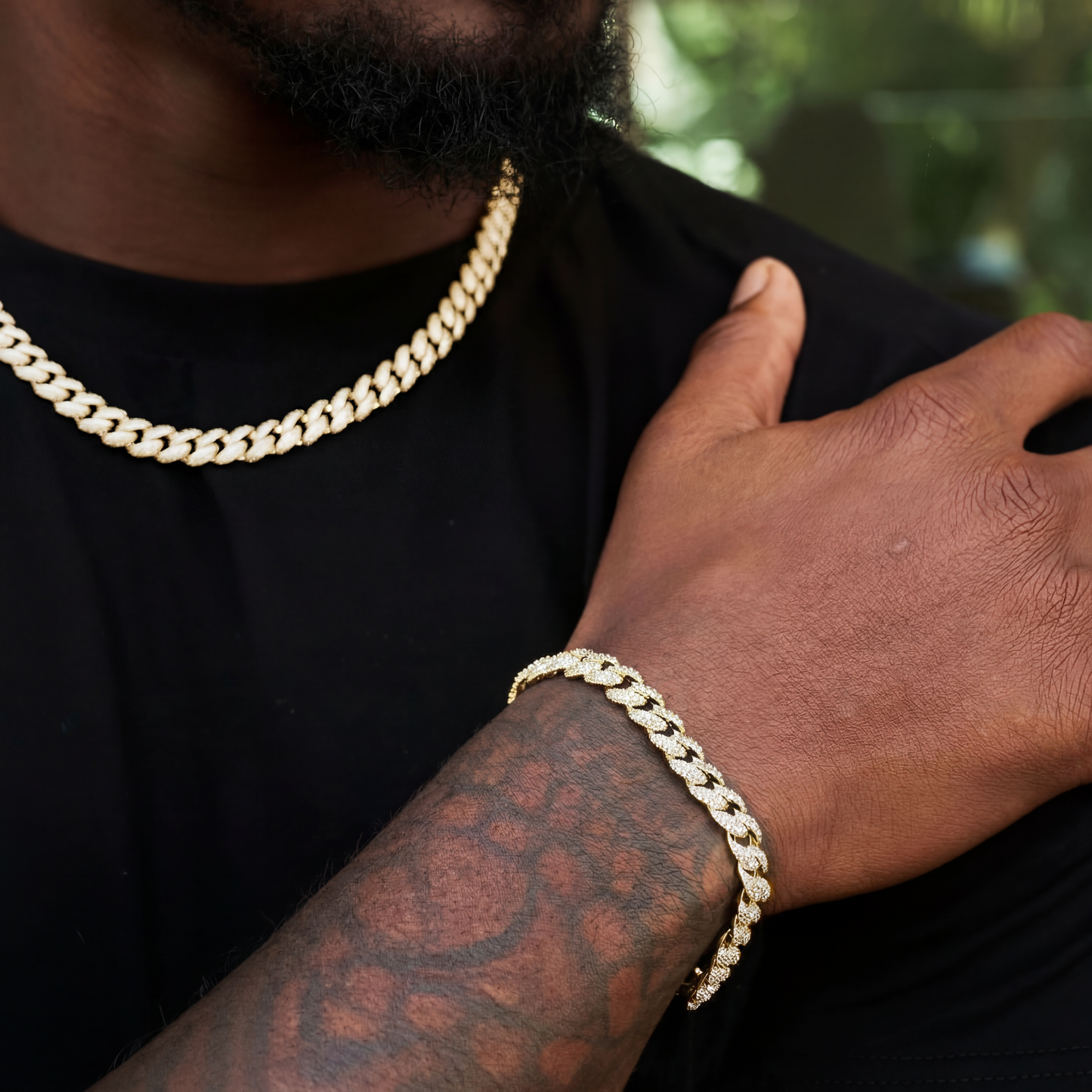 Diamond Cuban Chain + Bracelet Bundle in White or Yellow Gold - 8.5mm