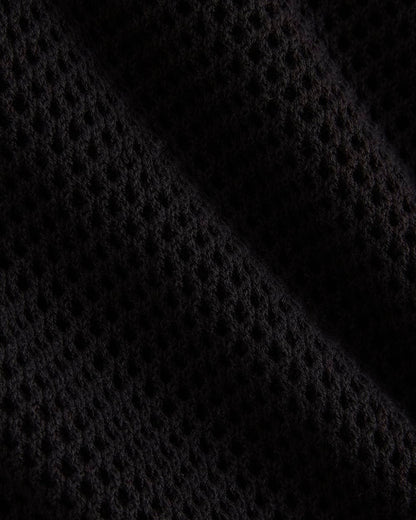 Mesh-Knit Short-Sleeve Dress | Black