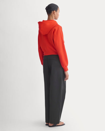 Luxe Fleece Full-Zip Cropped Hoodie | Fiery Red