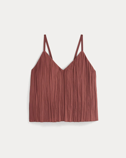 Crinkle Trapeze Tank | Henna Red