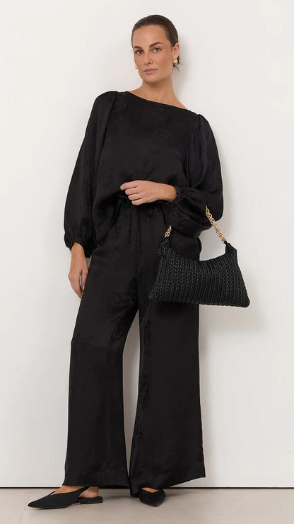 Arrow Weave Shoulder Bag - Black