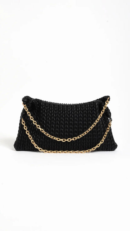 Arrow Weave Shoulder Bag - Black