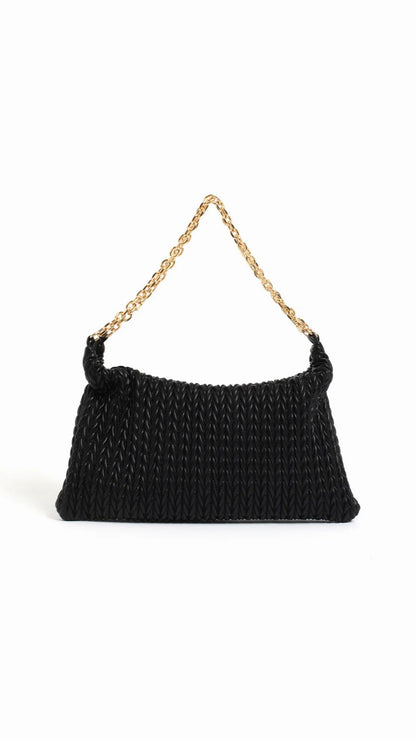 Arrow Weave Shoulder Bag - Black