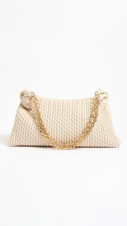 Arrow Weave Shoulder Bag - Stone