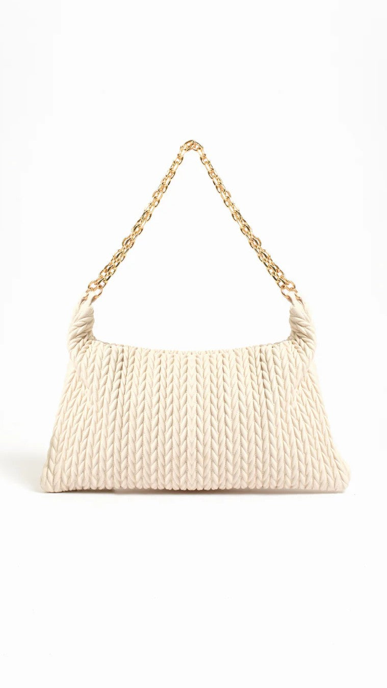 Arrow Weave Shoulder Bag - Stone