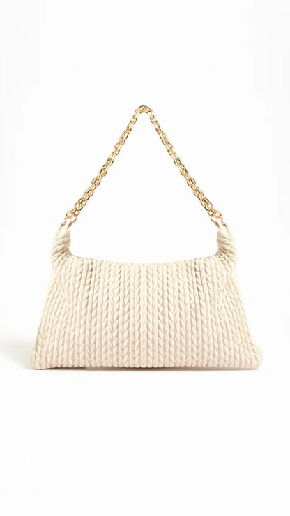 Arrow Weave Shoulder Bag - Stone