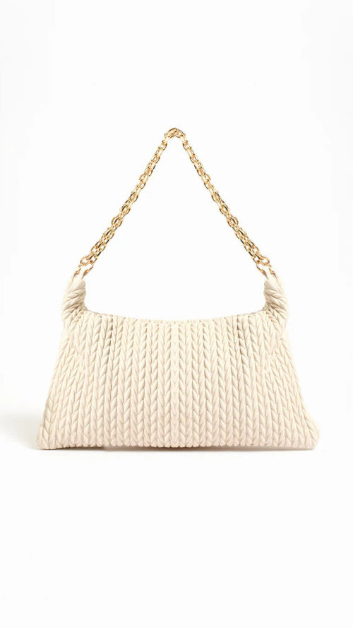 Arrow Weave Shoulder Bag - Stone