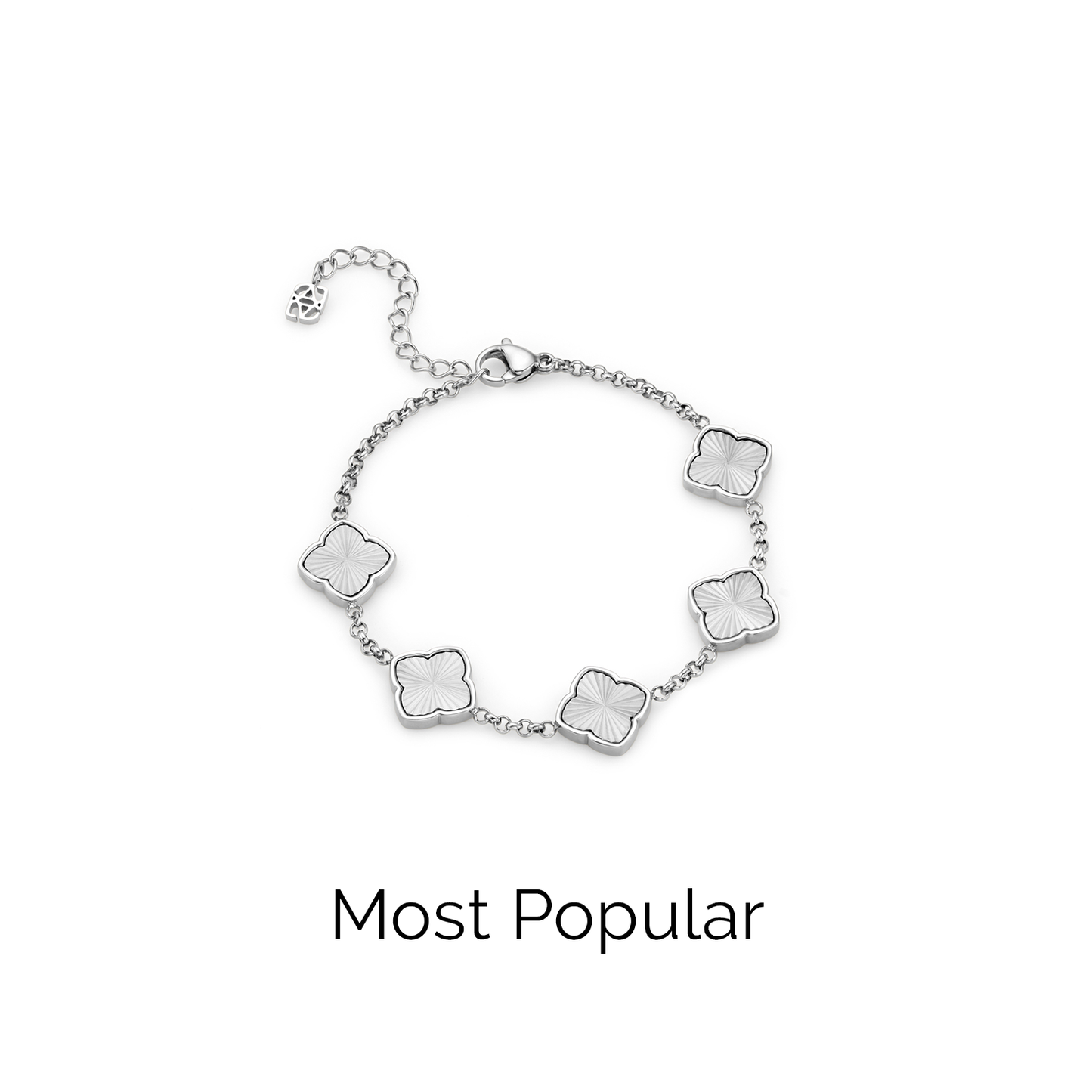 Textured Multi Clover Bracelet - Silver
