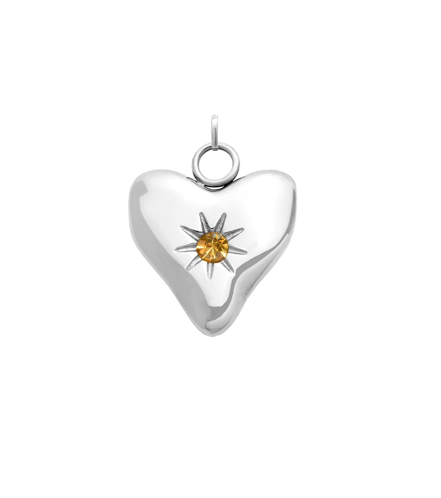 Written In The Sand Mini Heart Birthstone Charm (Silver)