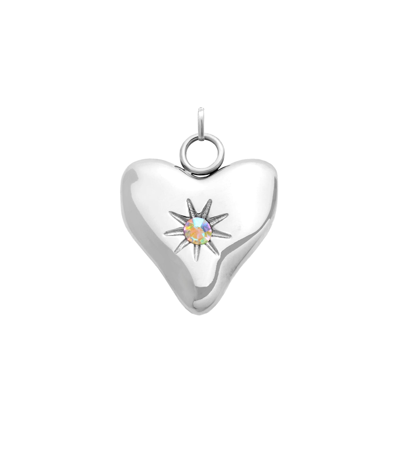 Written In The Sand Mini Heart Birthstone Charm (Silver)