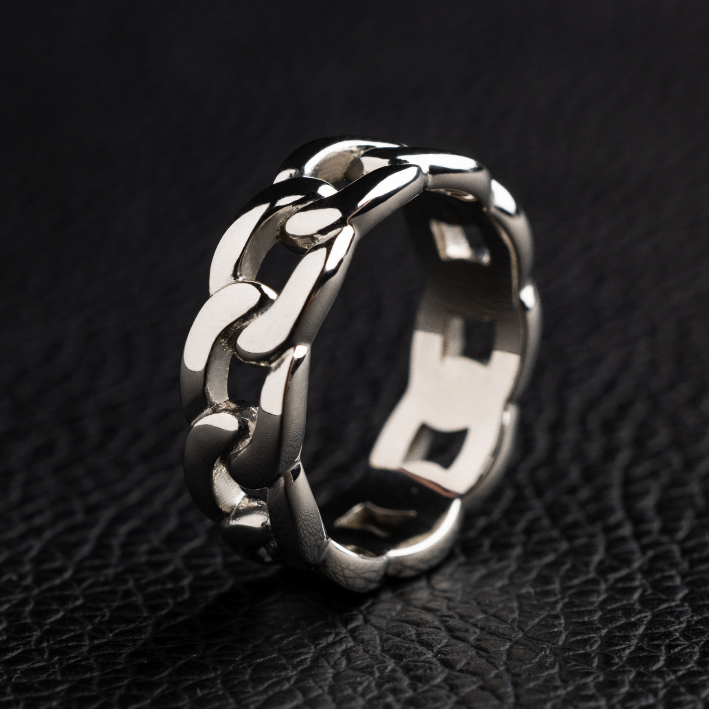 Cuban Band Ring in White Gold - 7mm