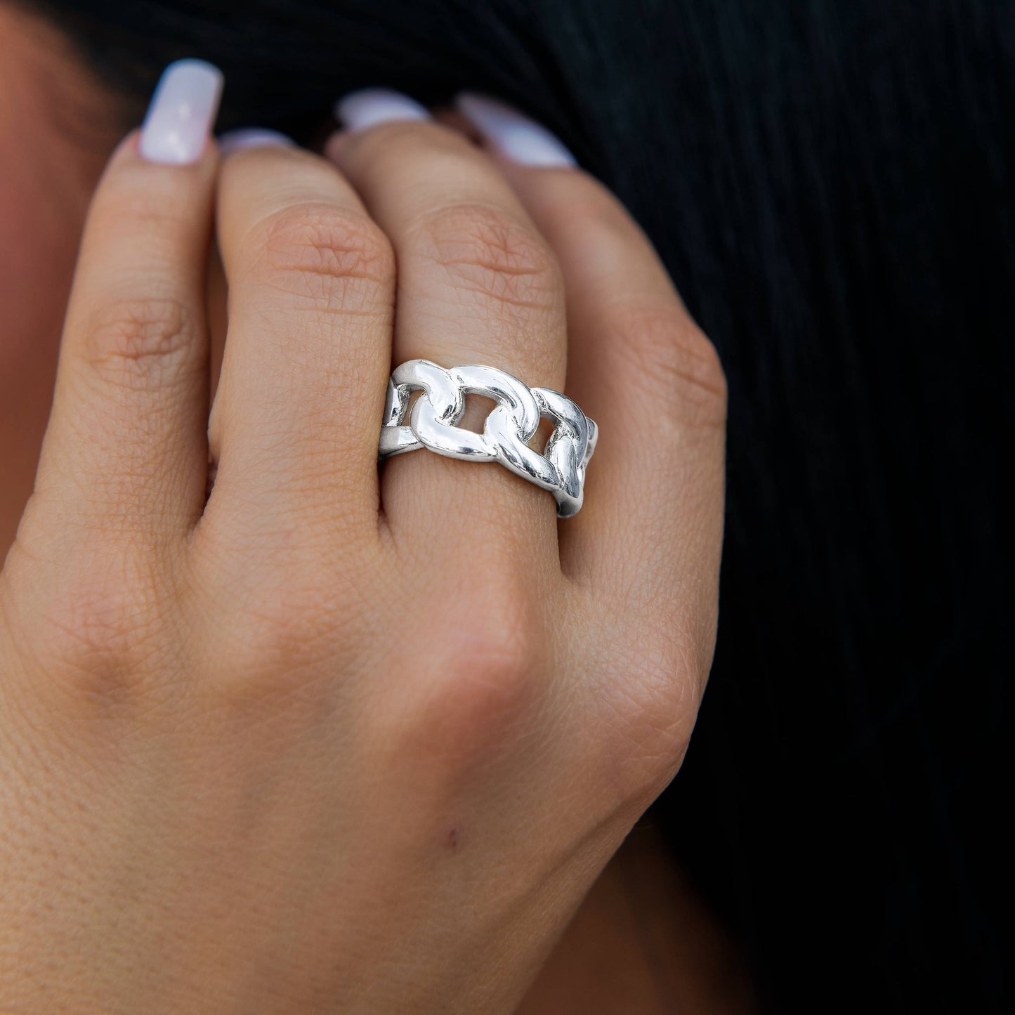 Cuban Band Ring in White Gold - 9mm
