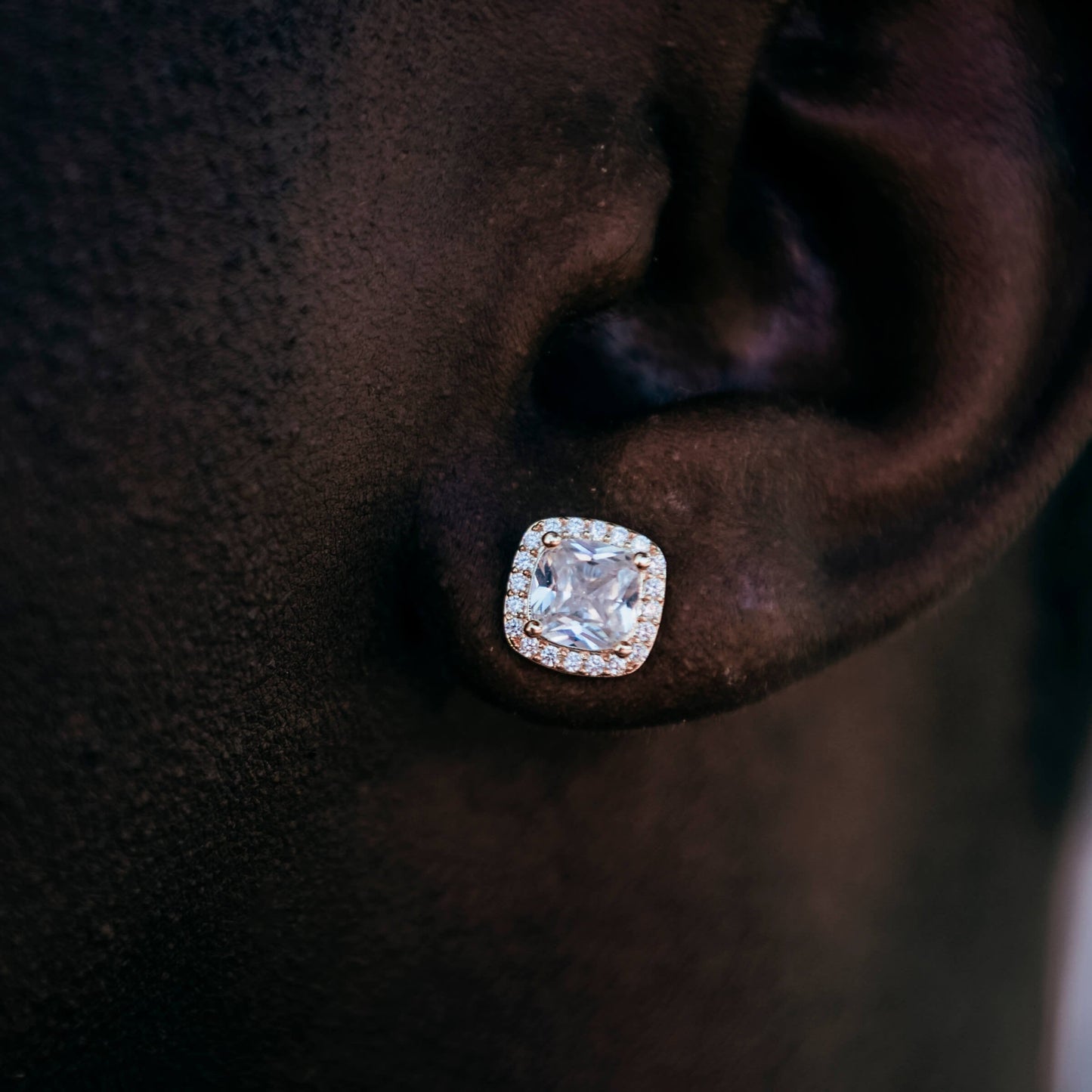 Cushion Cut Earrings in Rose Gold