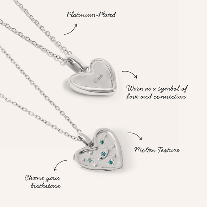 Talisman Heart Birthstone Necklace (Silver)